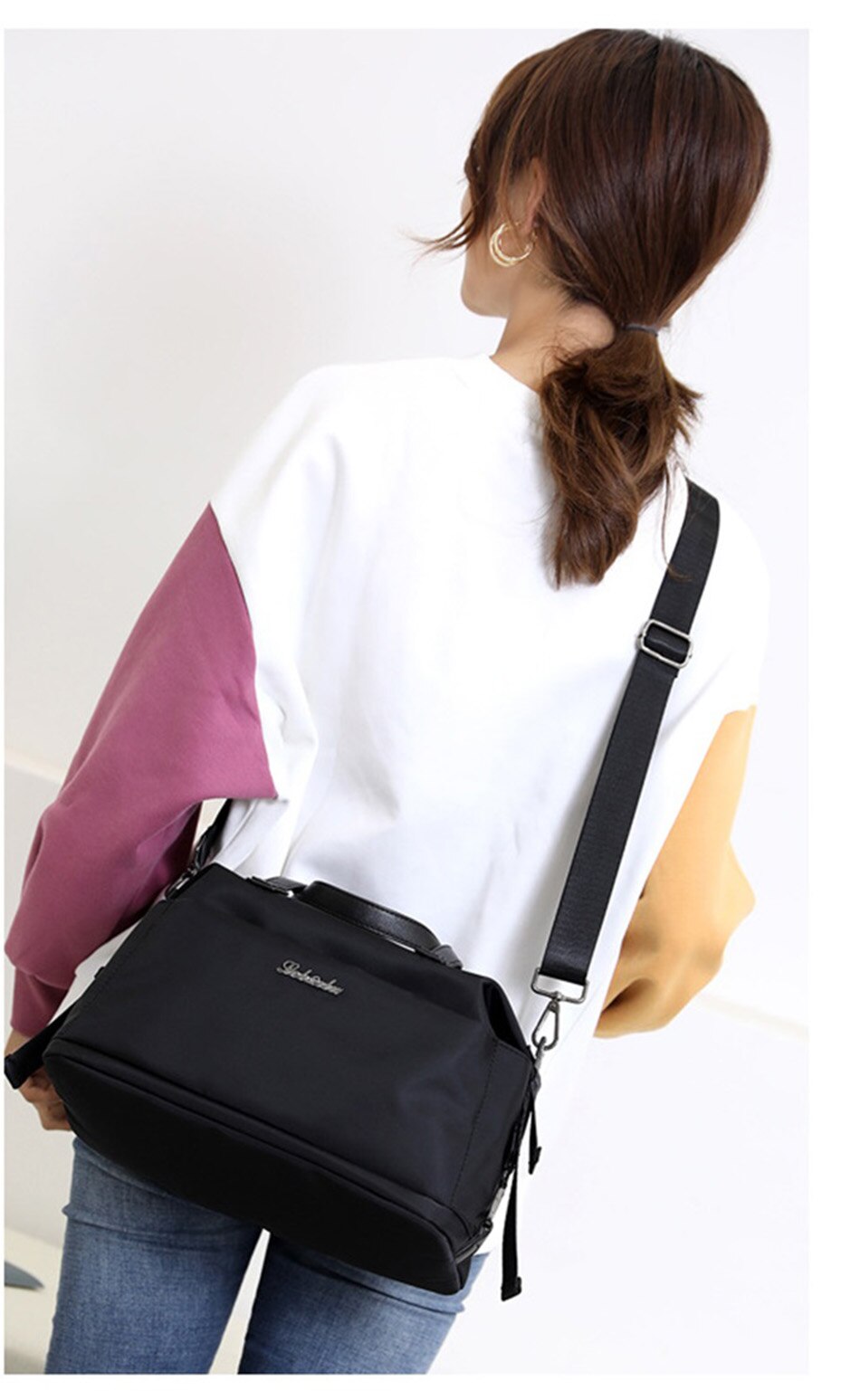 Outdoor Leisure Fashion Female Bag New Trend Fashion Simple Portable Single Shoulder Bag Waterproof Solid Color Nylon Female Bag