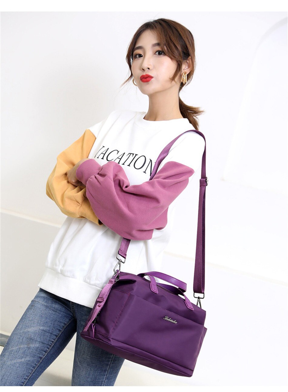Outdoor Leisure Fashion Female Bag New Trend Fashion Simple Portable Single Shoulder Bag Waterproof Solid Color Nylon Female Bag