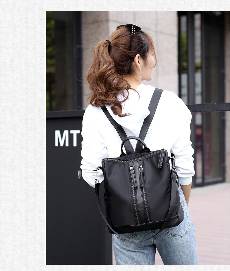 New Double Shoulder Bag Casual Oxford Cloth Short-Distance Travel Messenger Bag Female Student Simple Waterproof Fabric Backpack