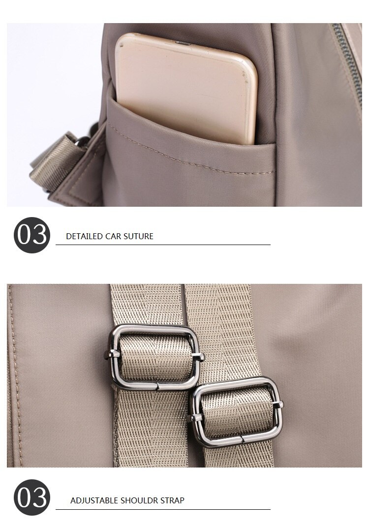 New Double Shoulder Bag Casual Oxford Cloth Short-Distance Travel Messenger Bag Female Student Simple Waterproof Fabric Backpack