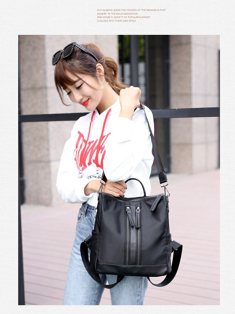 New Double Shoulder Bag Casual Oxford Cloth Short-Distance Travel Messenger Bag Female Student Simple Waterproof Fabric Backpack
