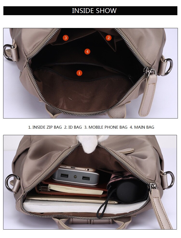 New Double Shoulder Bag Casual Oxford Cloth Short-Distance Travel Messenger Bag Female Student Simple Waterproof Fabric Backpack