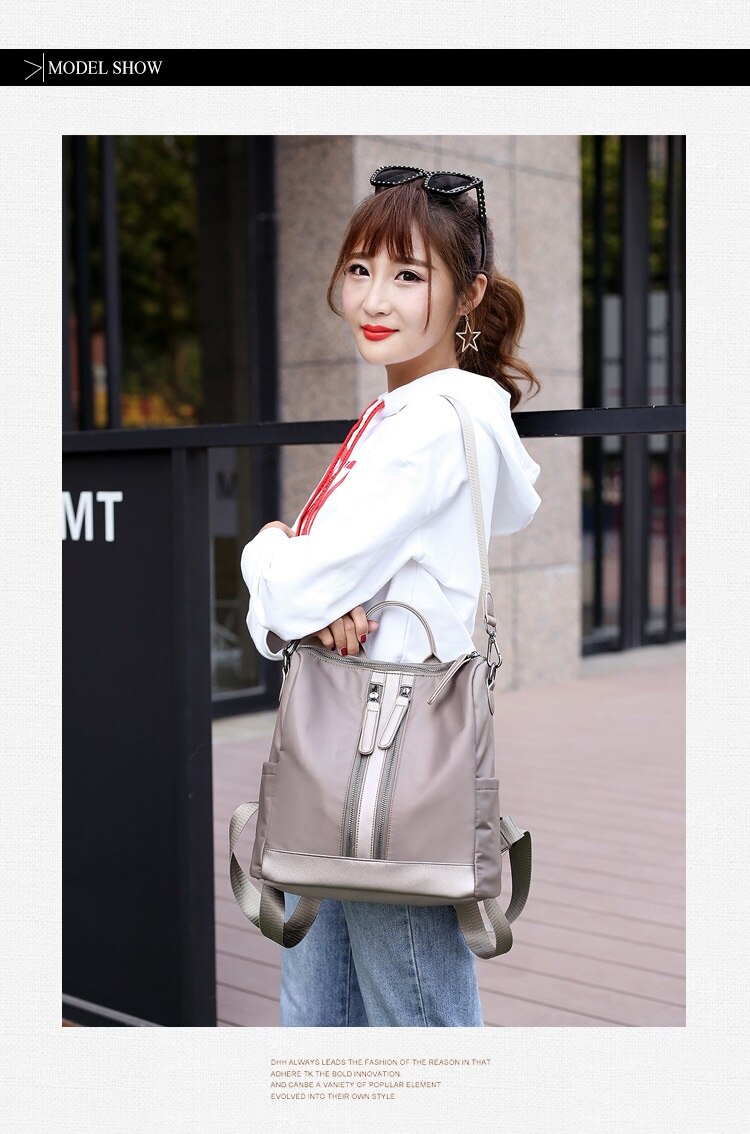 New Double Shoulder Bag Casual Oxford Cloth Short-Distance Travel Messenger Bag Female Student Simple Waterproof Fabric Backpack