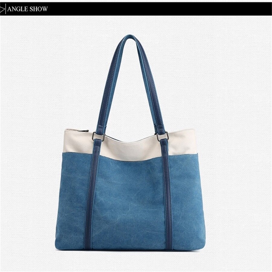 New Retro Canvas Bag Large Capacity One Shoulder Handbag Europe And The United States Contrast Color Fashion Art Canvas Tote Bag