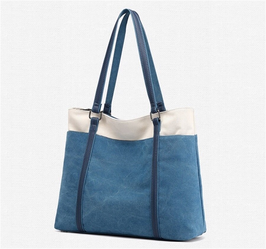 New Retro Canvas Bag Large Capacity One Shoulder Handbag Europe And The United States Contrast Color Fashion Art Canvas Tote Bag