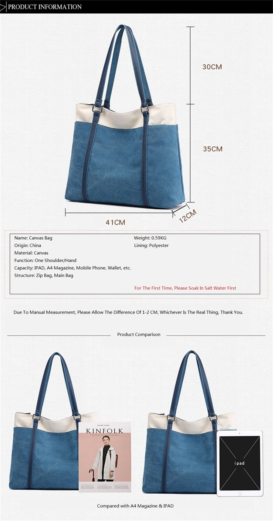 New Retro Canvas Bag Large Capacity One Shoulder Handbag Europe And The United States Contrast Color Fashion Art Canvas Tote Bag