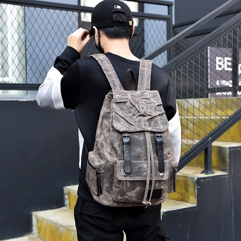 Vintage Canvas Backpack Men Women Casual Camping School Travel Bags Wear-resistant Large Capacity Waterproof Quality Backpacks