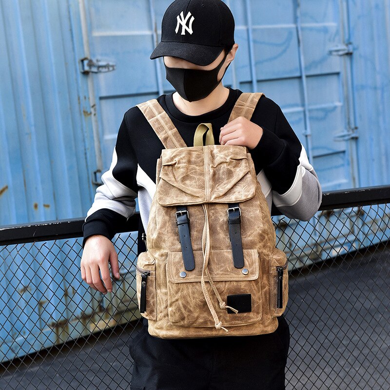 Vintage Canvas Backpack Men Women Casual Camping School Travel Bags Wear-resistant Large Capacity Waterproof Quality Backpacks