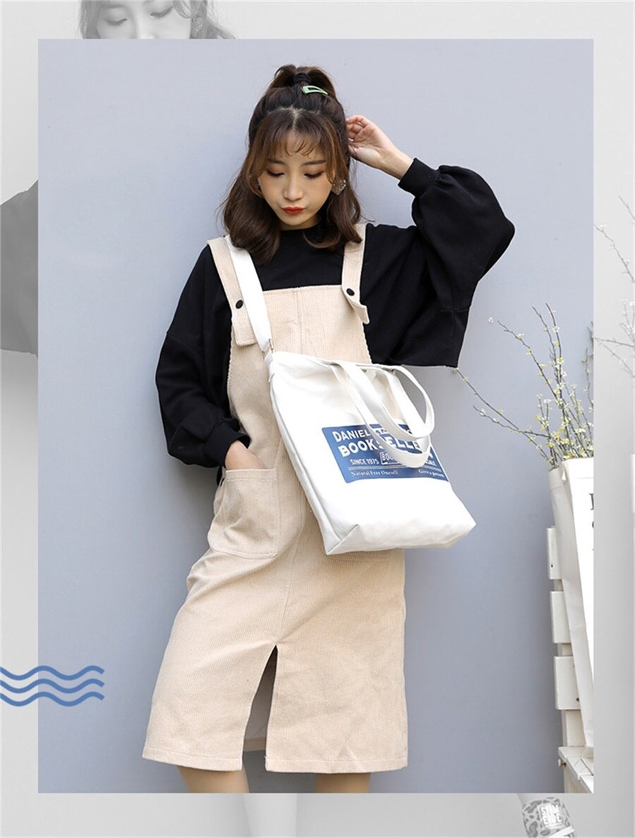 Fashion Letter Women Canvas Messenger Bags Single Shoulder Bags 2019 Winter New Soft Buckle Female Students Lady School Handbags