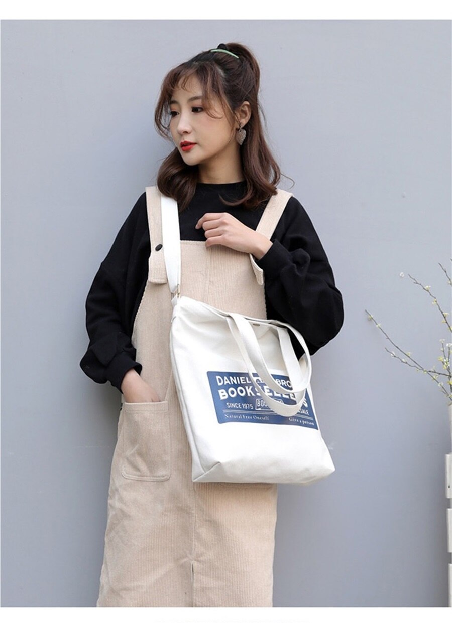 Fashion Letter Women Canvas Messenger Bags Single Shoulder Bags 2019 Winter New Soft Buckle Female Students Lady School Handbags