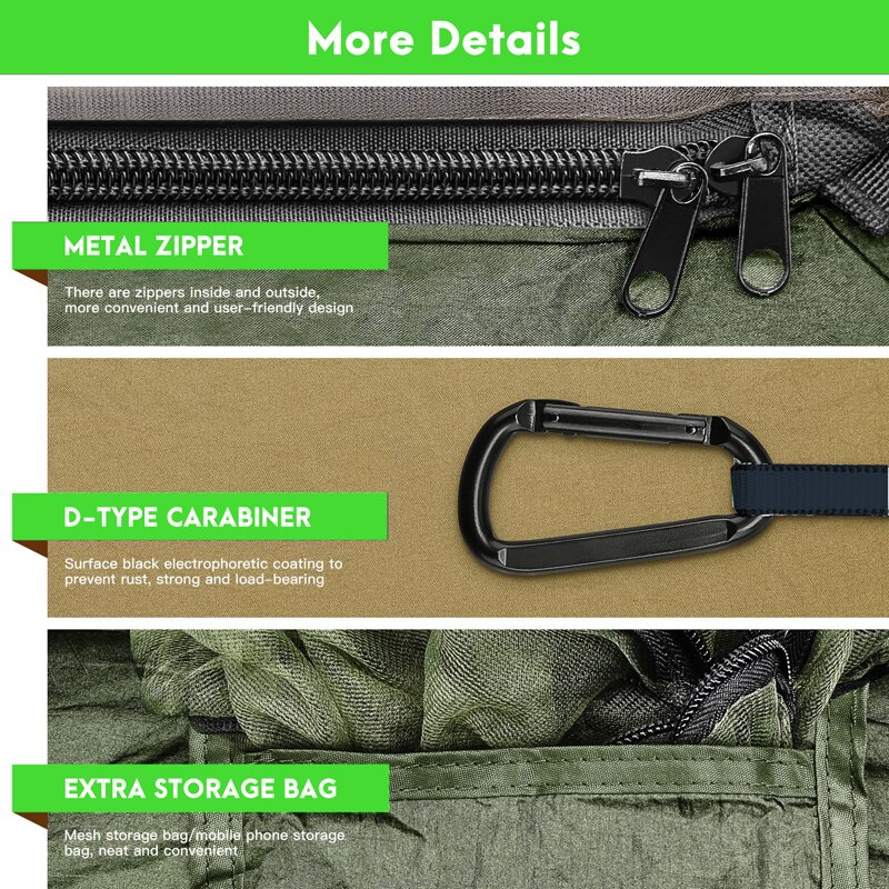 Camping Hammock with Mosquito Netting Pop-up Portable Hammock Ultralight Nylon Parachute Hammocks with Tree Straps for Camping