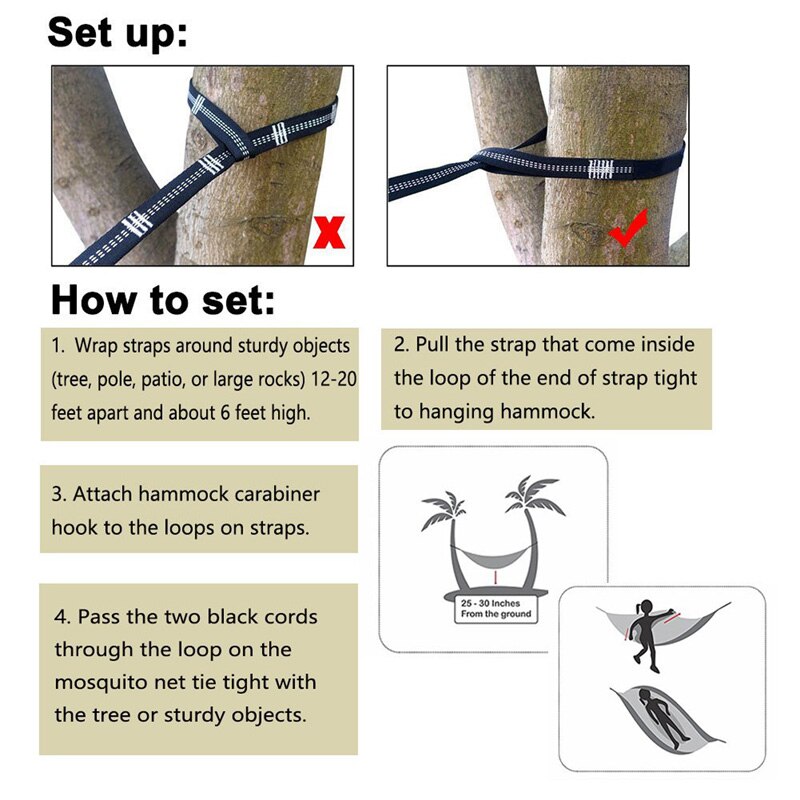 Portable Mosquito net Hammock Tree straps Folded Into The Pouch Mosquito Net Hammock Hanging Bed For Travel Kits Camping Hammock