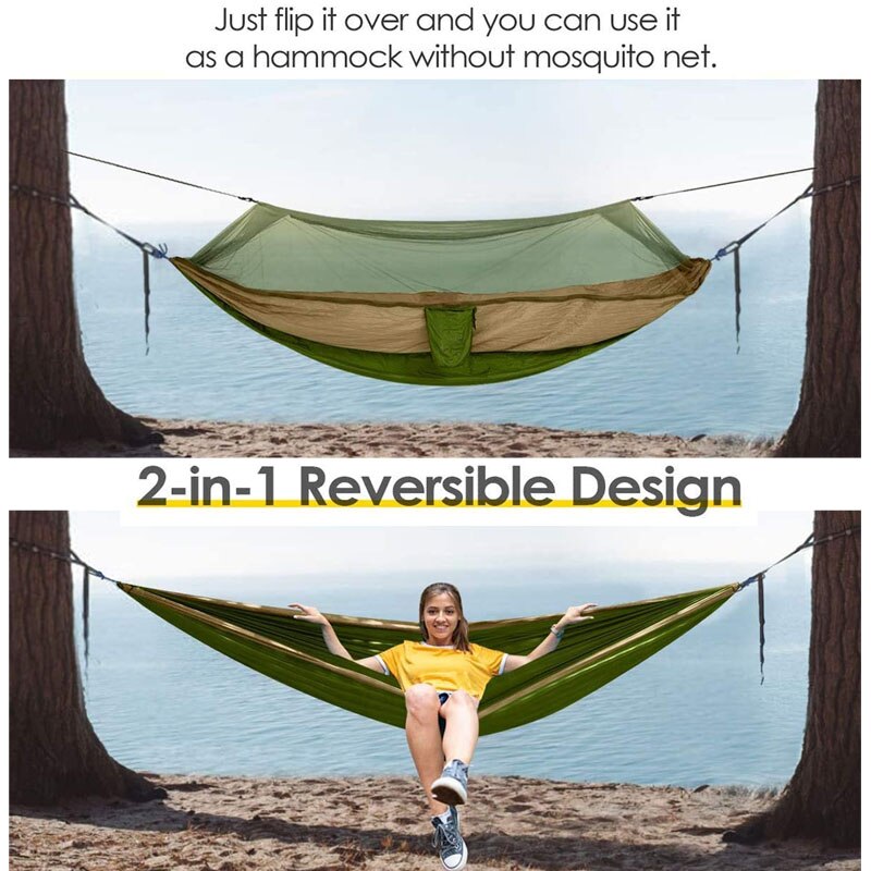 Portable Mosquito net Hammock Tree straps Folded Into The Pouch Mosquito Net Hammock Hanging Bed For Travel Kits Camping Hammock