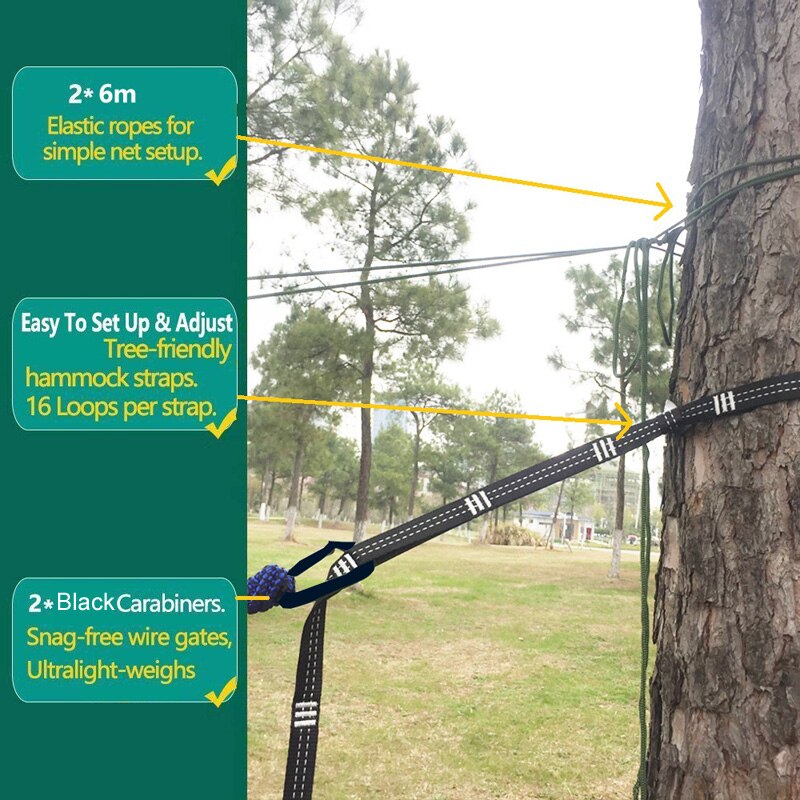 Portable Mosquito net Hammock Tree straps Folded Into The Pouch Mosquito Net Hammock Hanging Bed For Travel Kits Camping Hammock