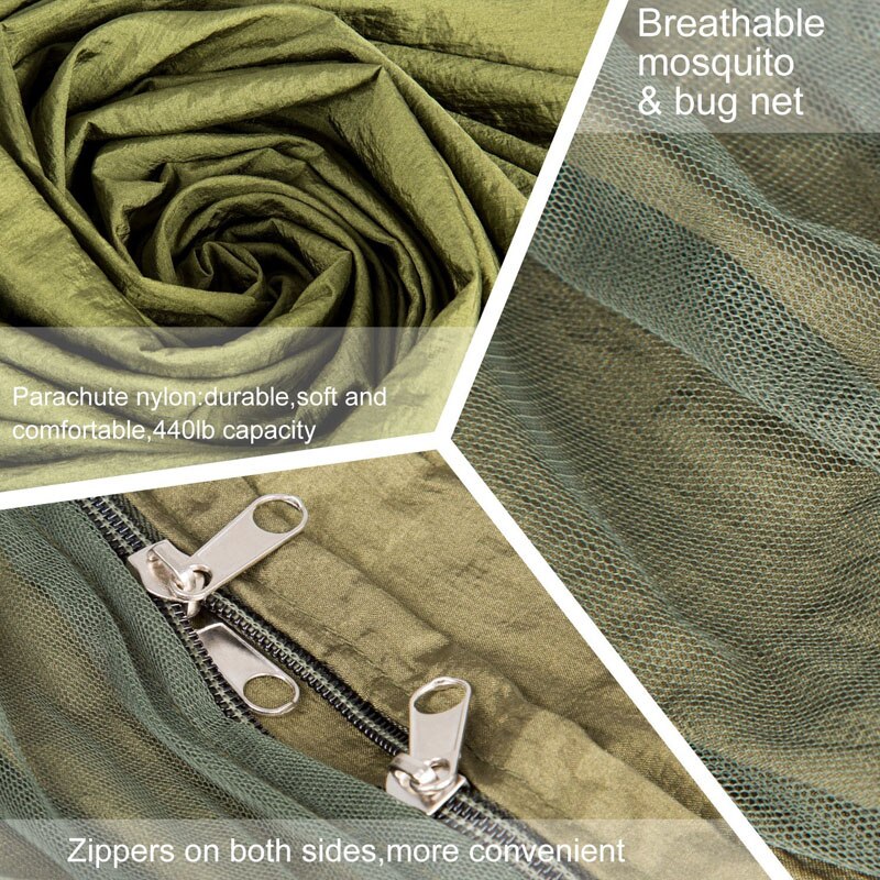 Portable Mosquito net Hammock Tree straps Folded Into The Pouch Mosquito Net Hammock Hanging Bed For Travel Kits Camping Hammock