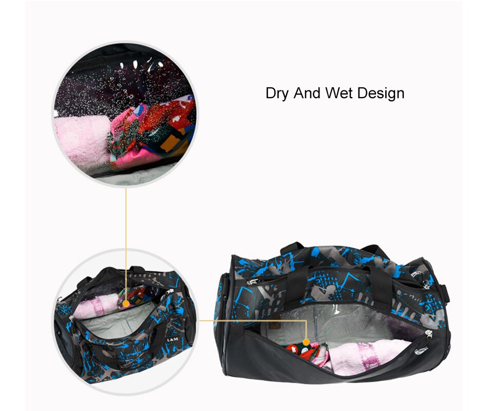New Outdoor Gym Sports Bags Yoga Fitness Waterproof Bag Men Women Travel Handbag Training Shoulder Sac De Bags With Shoes Pocket