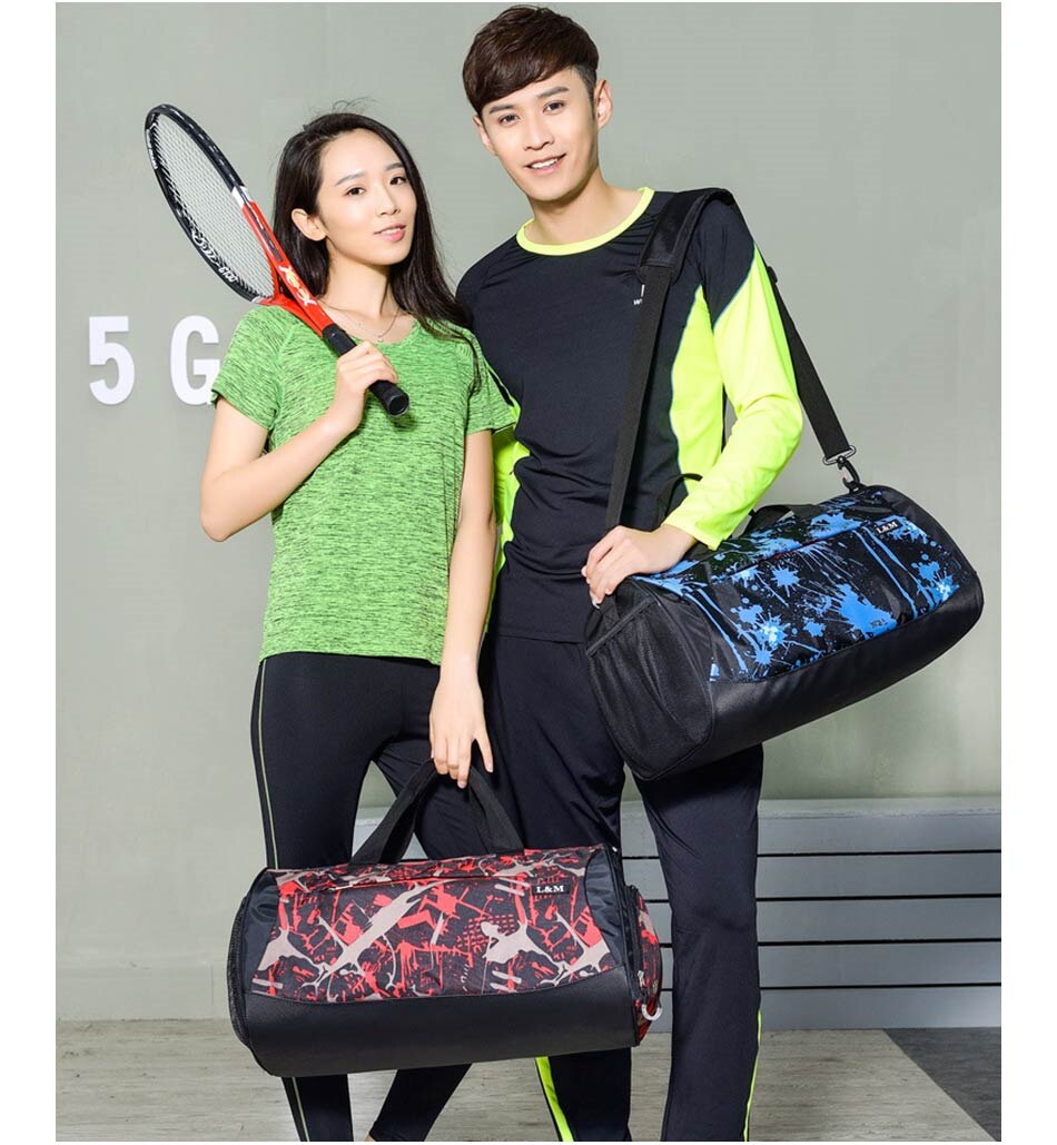 New Outdoor Gym Sports Bags Yoga Fitness Waterproof Bag Men Women Travel Handbag Training Shoulder Sac De Bags With Shoes Pocket
