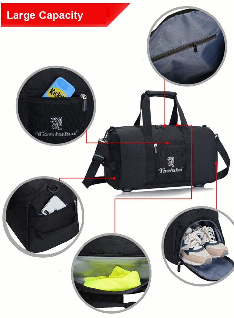 Dry Wet Yoga Gym Bag Men Women Fitness Training Sports Swimming Traveling Handbag Outdoor Shoulder Duffle Bags With Shoes Pocket