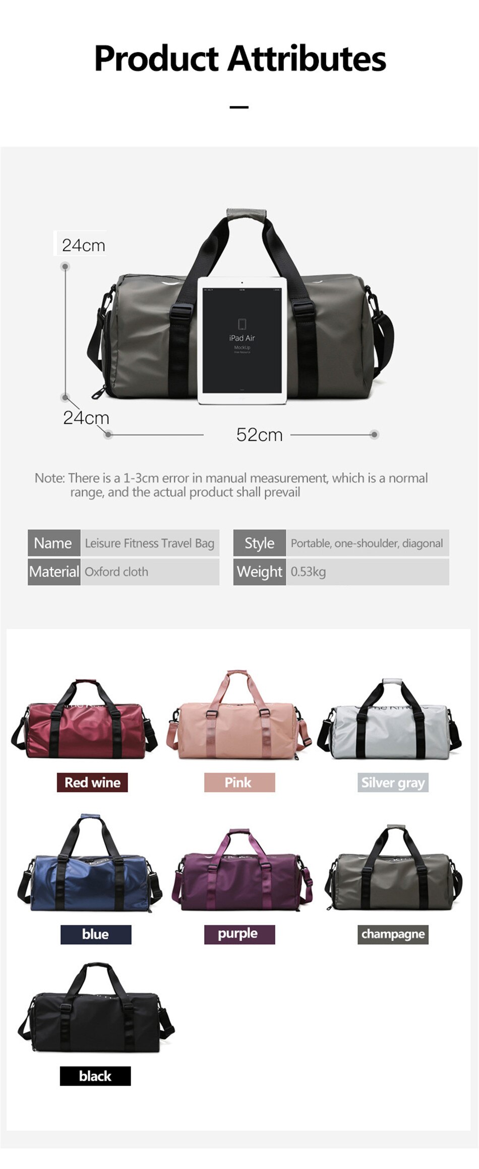 Outdoor Travel Sports Fitness Large Capacity Shoulder Bag Wet And Dry Separation Swimming Waterproof Handbag Leisure Cross Bag