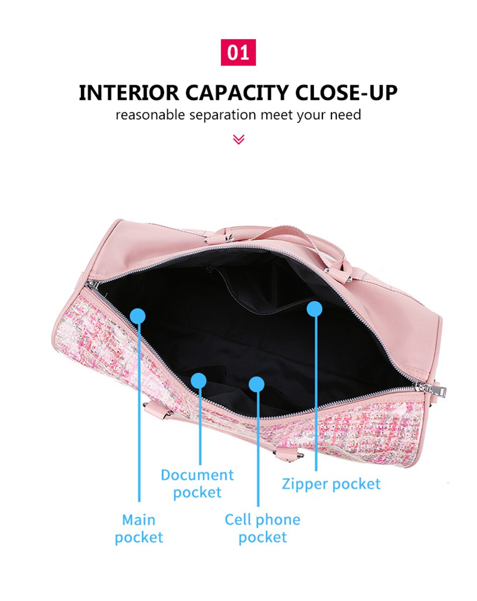 Fashion Sport Gym Yoga Mat Bag Fitness Training Shoulder Crossbody Bags Women High Capacity Waterproof PU Luggage Travel Handbag