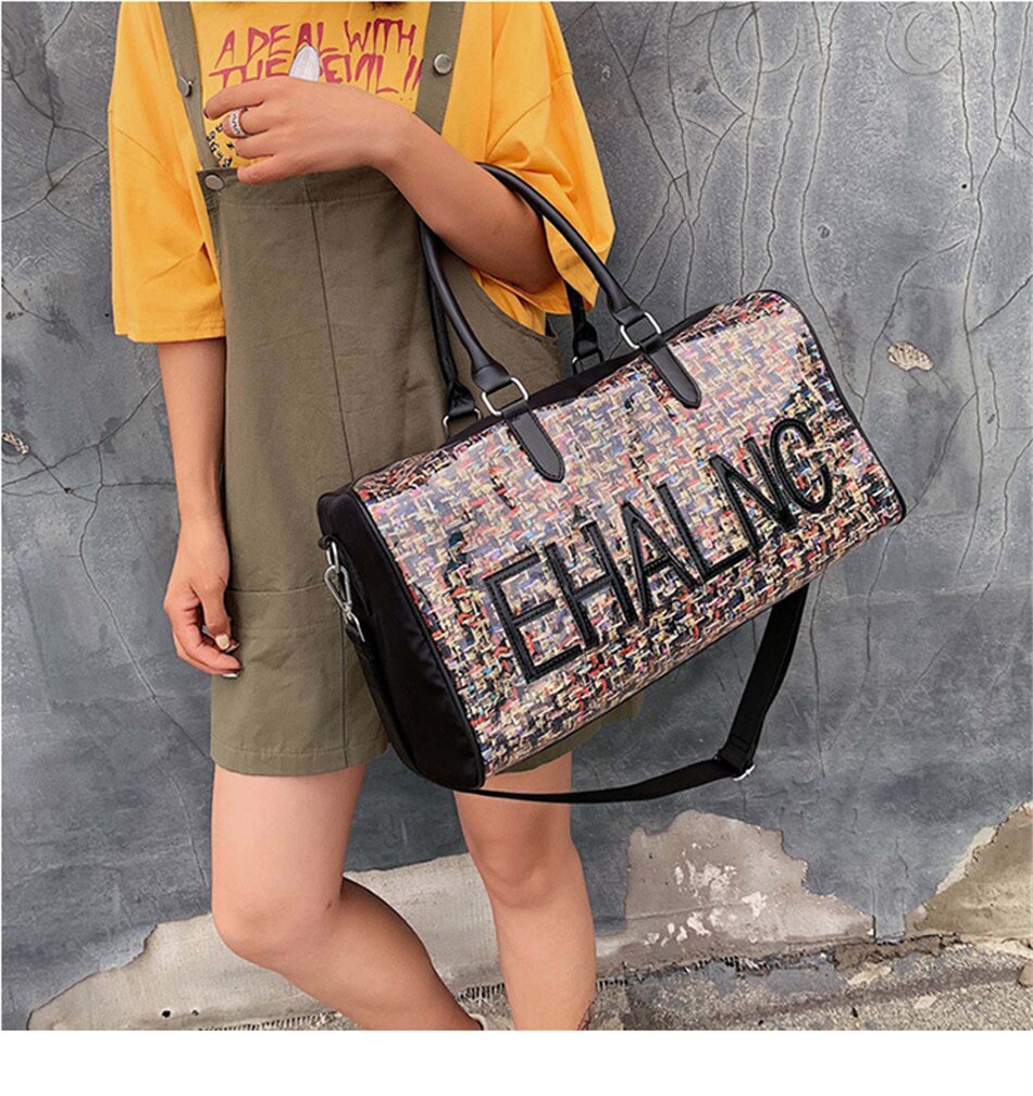 Fashion Sport Gym Yoga Mat Bag Fitness Training Shoulder Crossbody Bags Women High Capacity Waterproof PU Luggage Travel Handbag