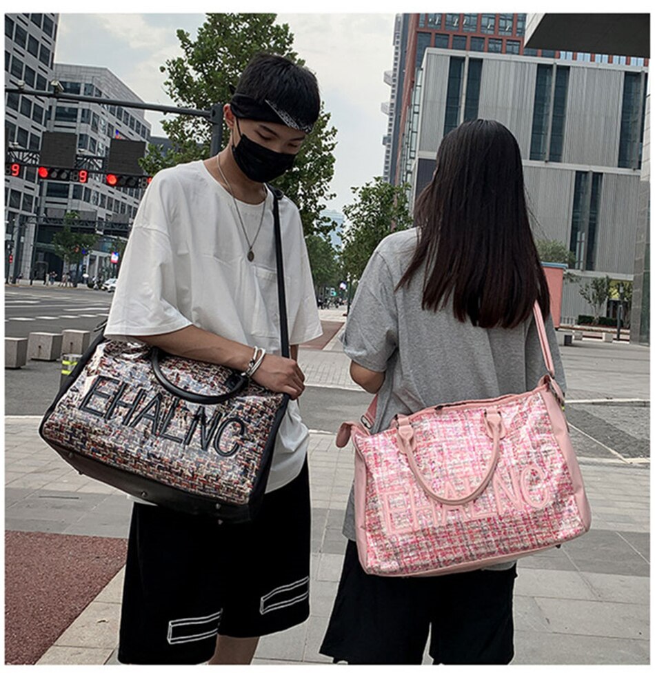 Fashion Sport Gym Yoga Mat Bag Fitness Training Shoulder Crossbody Bags Women High Capacity Waterproof PU Luggage Travel Handbag