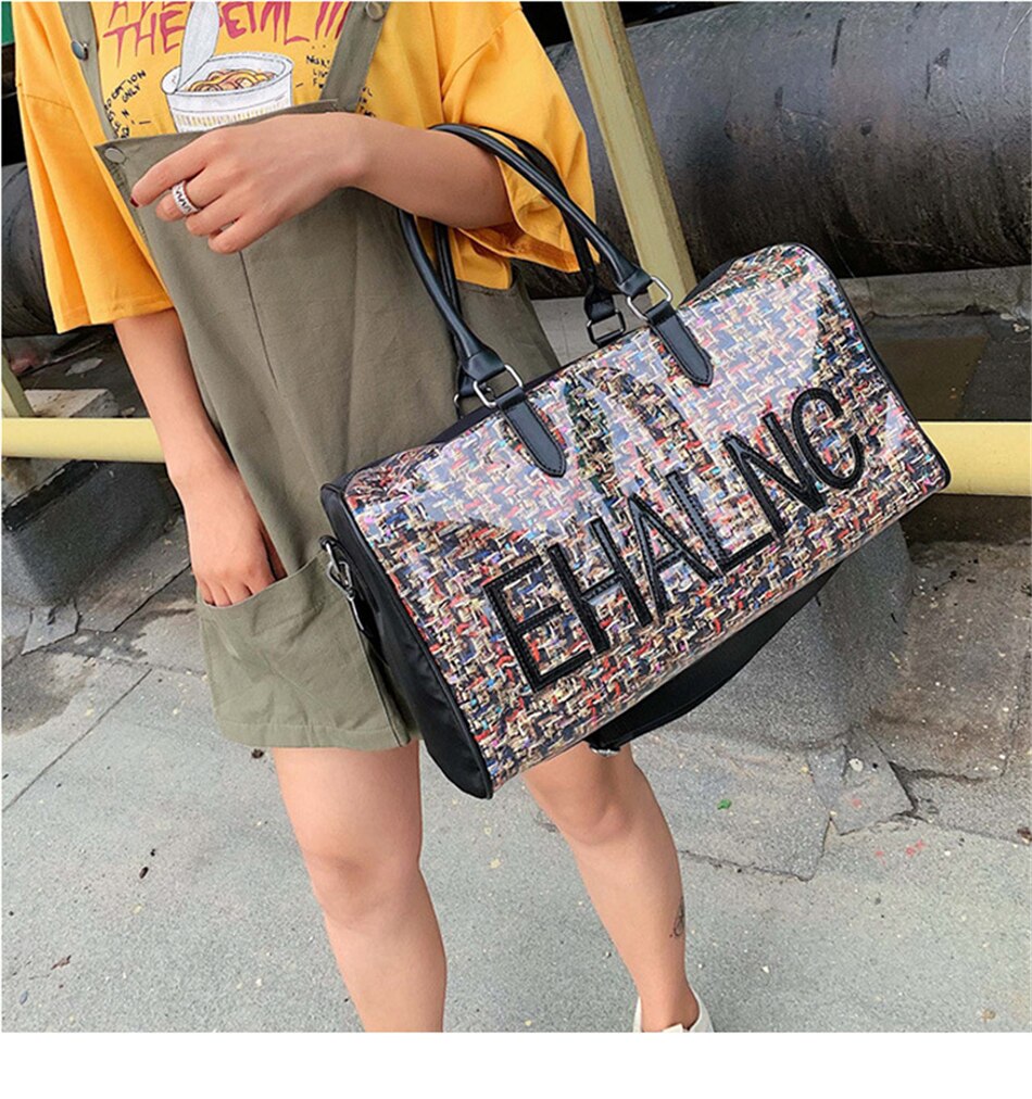 Fashion Sport Gym Yoga Mat Bag Fitness Training Shoulder Crossbody Bags Women High Capacity Waterproof PU Luggage Travel Handbag