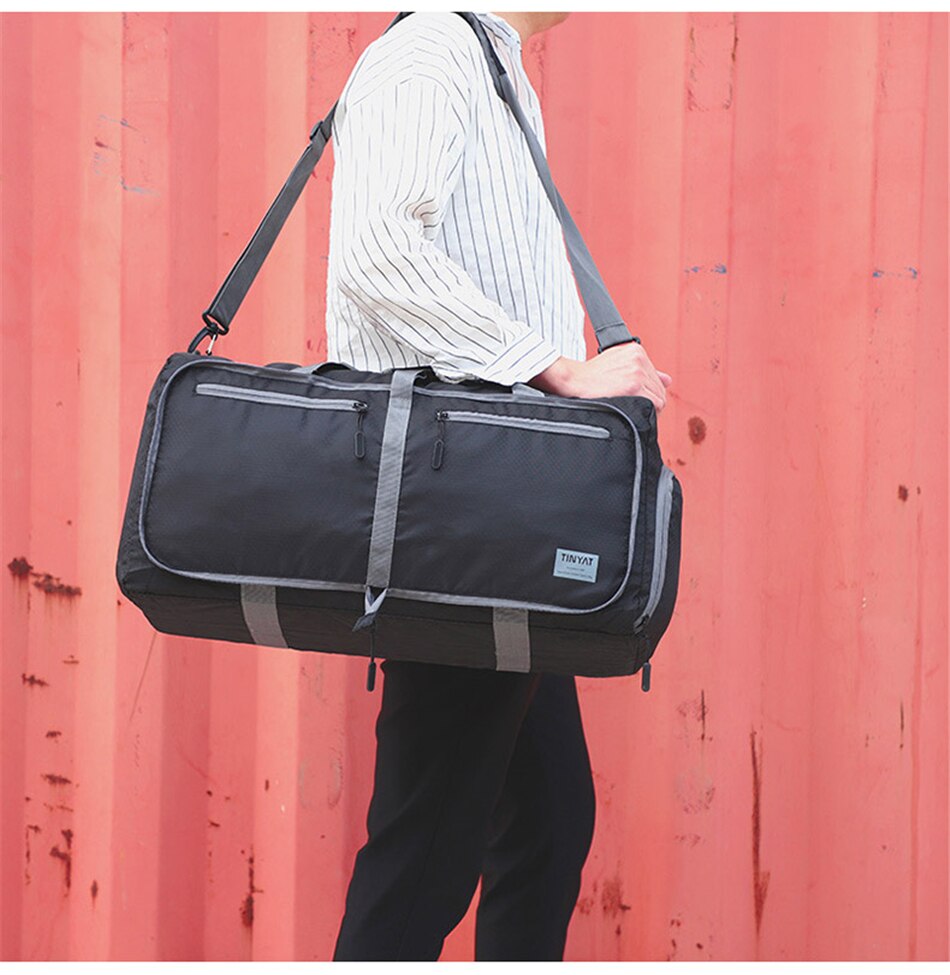 Foldable Nylon Gym Travel Bag Men Women Training Sports Fitness Bag Fashion Crossbody Shoulder Luggage Handbag With Shoes Pocket