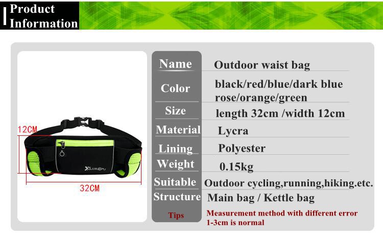 Outdoor Running Bag Men Women Cycling Waist Bags with Kettles Multifunctional Hiking Climbing Jogging Fitness Bicycle Belt Pouch