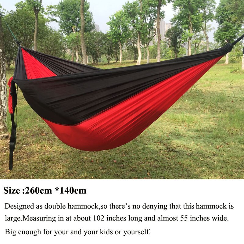210T Nylon Parachute Hammock Light Weight Outdoor Camping Portable Single Hammock with hammock ropes and hammock carabiners