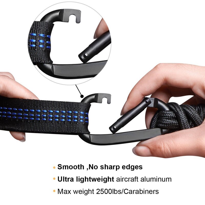 210T Nylon Parachute Hammock Light Weight Outdoor Camping Portable Single Hammock with hammock ropes and hammock carabiners