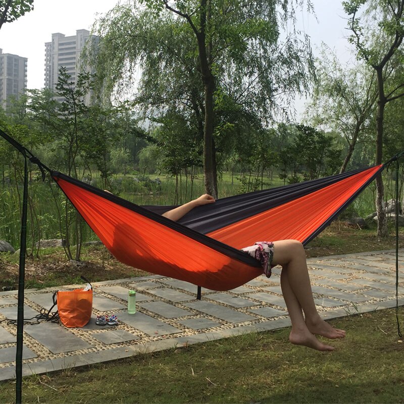 210T Nylon Parachute Hammock Light Weight Outdoor Camping Portable Single Hammock with hammock ropes and hammock carabiners