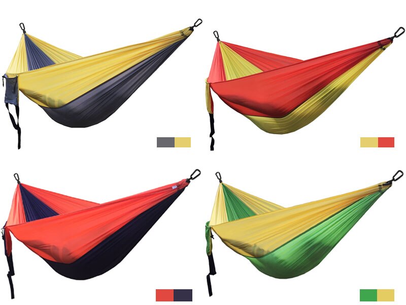 210T Nylon Parachute Hammock Light Weight Outdoor Camping Portable Single Hammock with hammock ropes and hammock carabiners