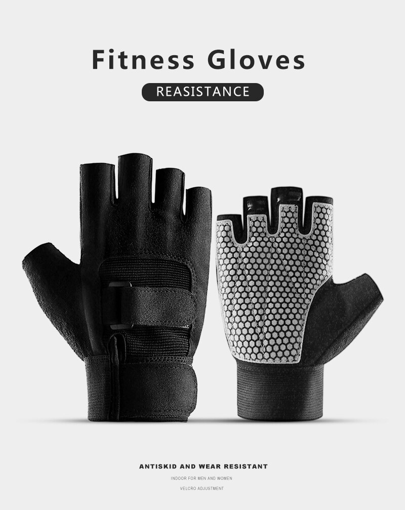 Half Finger Gym Gloves Heavyweight Sport Exercise Weight Lifting Gloves Protector Anti-slip Body Building Training Fitness Glove