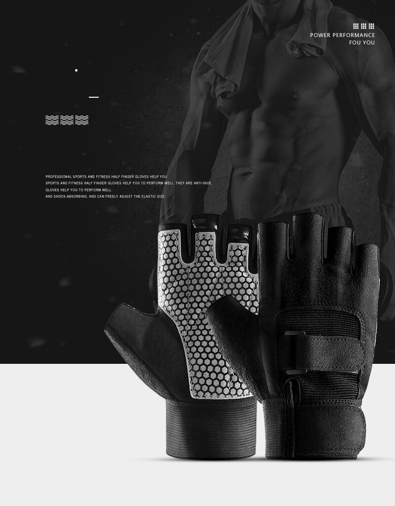 Half Finger Gym Gloves Heavyweight Sport Exercise Weight Lifting Gloves Protector Anti-slip Body Building Training Fitness Glove