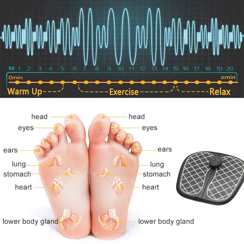 Electric EMS Foot Massager Pad Wireless Feet Muscle Stimulator Massage Mat Relieve Pain ABS Physiotherapy Foot Vibrate Massage
