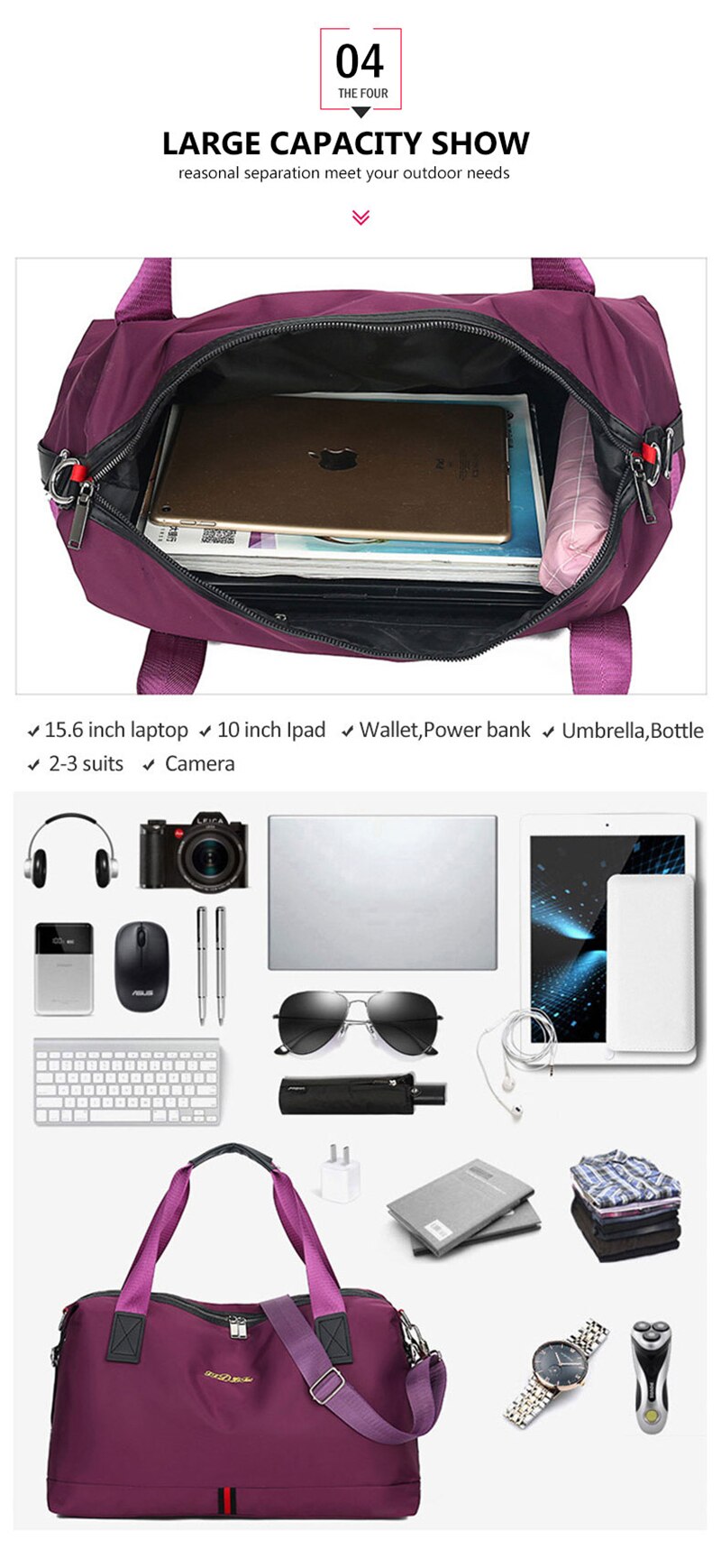 New Women Traveling Yoga Gym Bag Fitness Sport Waterproof Nylon Crossbody Handbag Multifunctional Shoulder Bags For Shoes Pocket