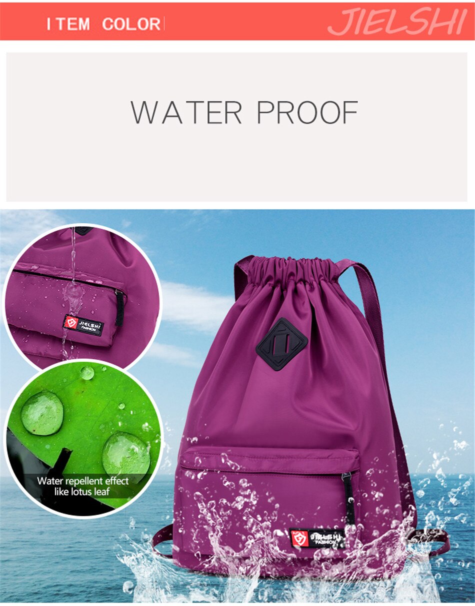 Outdoor Sports Running Large Capacity Drawstring Backpack Men And Women Swimming Fitness Waterproof Soft Back Backpack Gym Bag