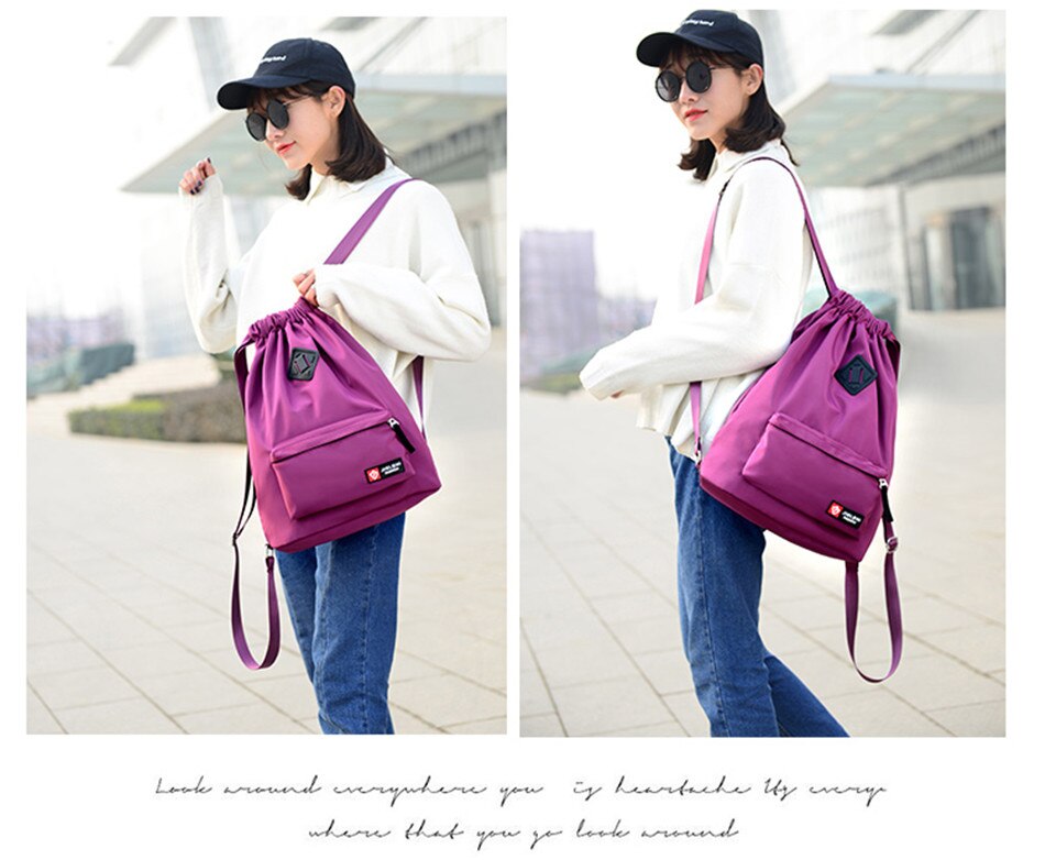 Outdoor Sports Running Large Capacity Drawstring Backpack Men And Women Swimming Fitness Waterproof Soft Back Backpack Gym Bag