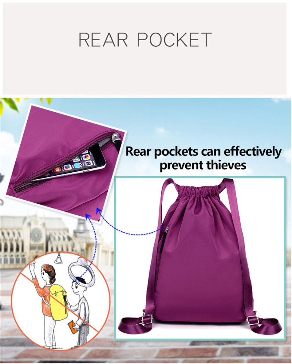 Outdoor Sports Running Large Capacity Drawstring Backpack Men And Women Swimming Fitness Waterproof Soft Back Backpack Gym Bag