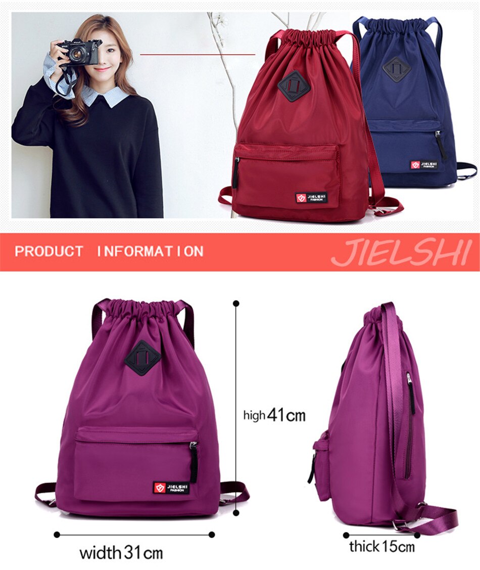 Outdoor Sports Running Large Capacity Drawstring Backpack Men And Women Swimming Fitness Waterproof Soft Back Backpack Gym Bag