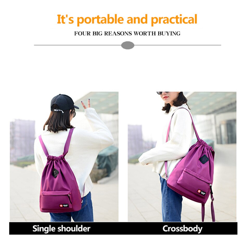 Outdoor Sports Running Large Capacity Drawstring Backpack Men And Women Swimming Fitness Waterproof Soft Back Backpack Gym Bag