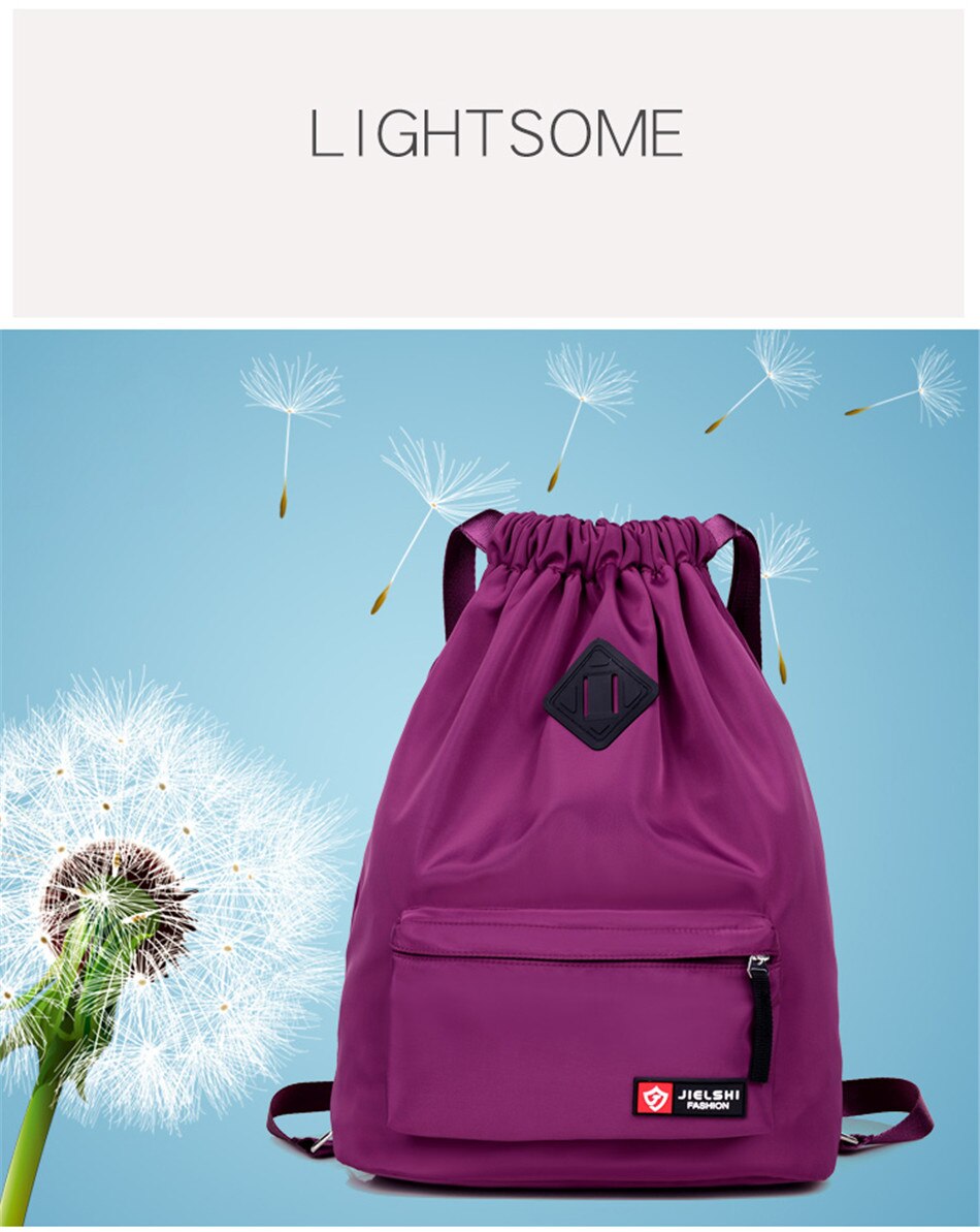 Outdoor Sports Running Large Capacity Drawstring Backpack Men And Women Swimming Fitness Waterproof Soft Back Backpack Gym Bag