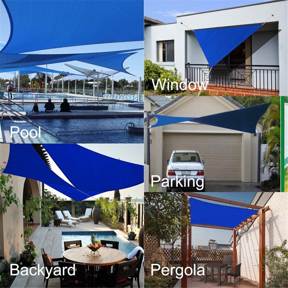3M/4M/6M Waterproof Sun Shelter Triangle Sun Shade Awning Parasol Shade Sail Outdoor Camp Garden Patio Pool Combination Canopy