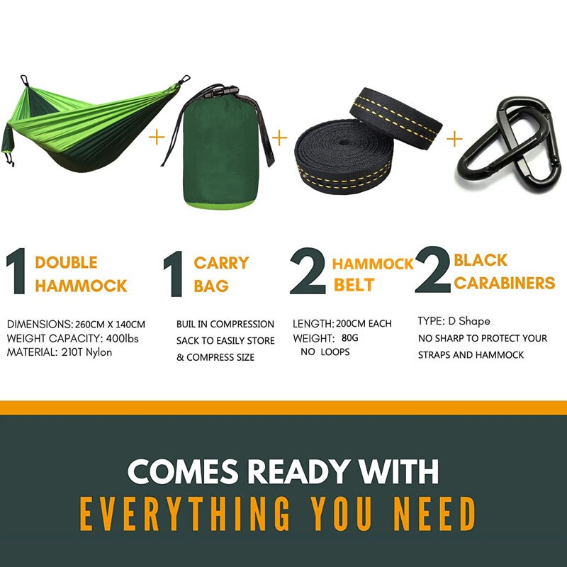 Portable Nylon Parachute Hammock Camping Survival Garden  Hunting Leisure Hamac Travel Double Person Hamak Free shipping