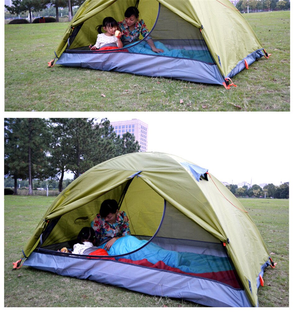 Outdoor Camping 2-3 Person Double Deck Tent Single Door 210T Oxford Cloth Rainproof Sunscreen Multi-person Tent 140*200*110cm