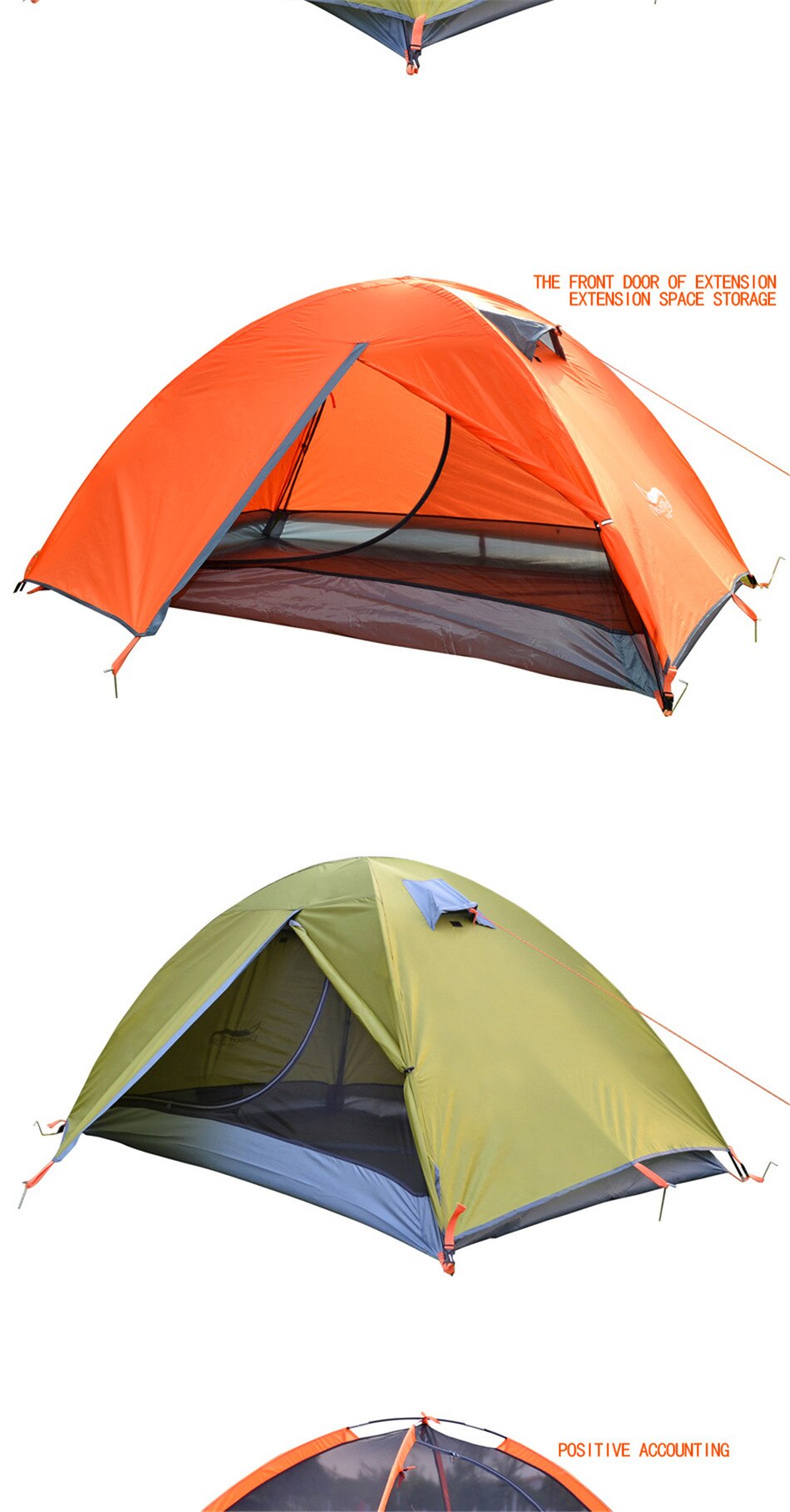 Outdoor Camping 2-3 Person Double Deck Tent Single Door 210T Oxford Cloth Rainproof Sunscreen Multi-person Tent 140*200*110cm