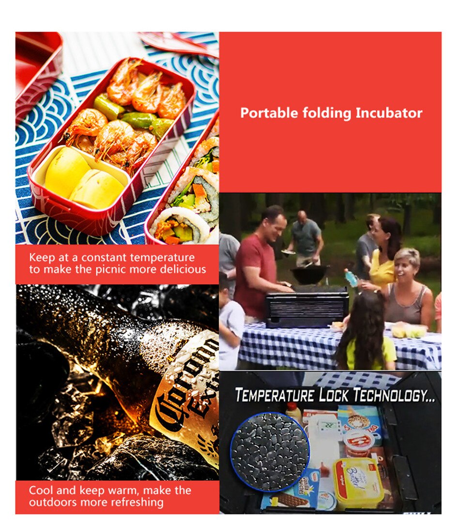 Outdoor Camping Folding Incubator 24LEPP Supermarket Fresh Food Constant Temperature Preservation Box Car Portable Refrigerator