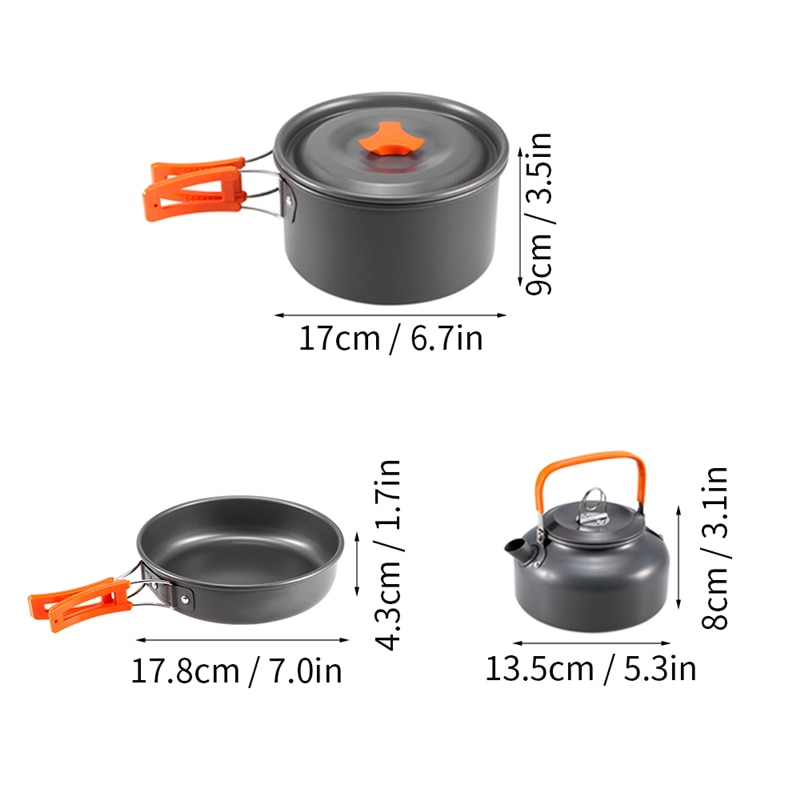 2-3 Persons Camping Utensils Dishes Cookware Set Picnic Tableware Outdoor Mug Cookware with Tableware Kit Travel Tableware Pots