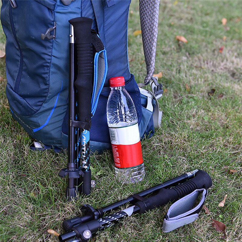 Outdoor Foldable Climbing Pole 4-section M-Pole Folding Ultralight Trekking Camping Hiking Poles Portable Aluminum Walking Stick